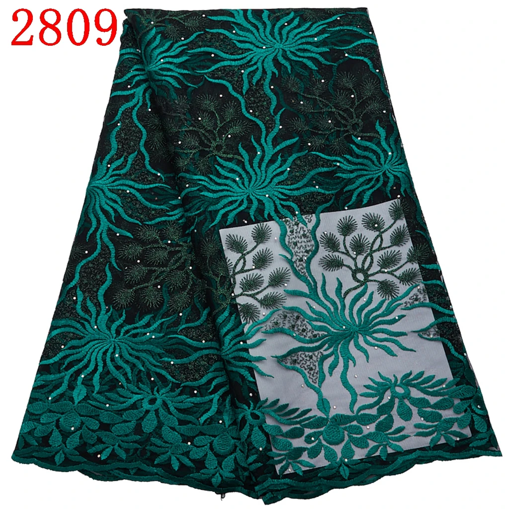 2809 Wholesale Mesh Tulle Net Lace Fabric Red Wine African With Beads Fabric Heavy Embroidery Lace Materials For DIY Dress Sew