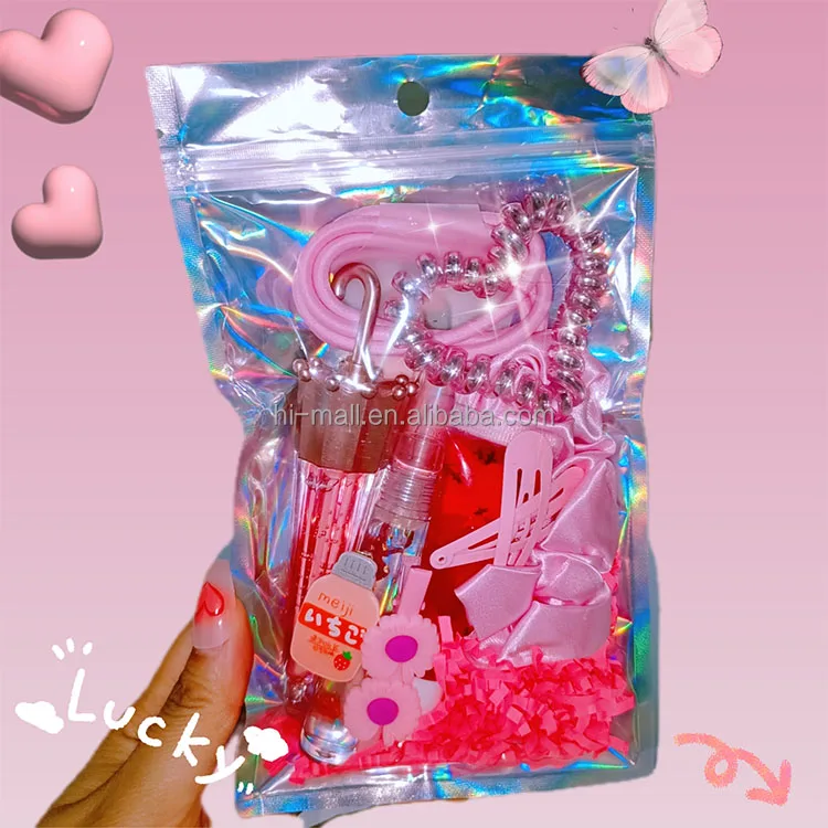 cosmetic laser packaging bags lip gloss bundle lashes candy packaging bags