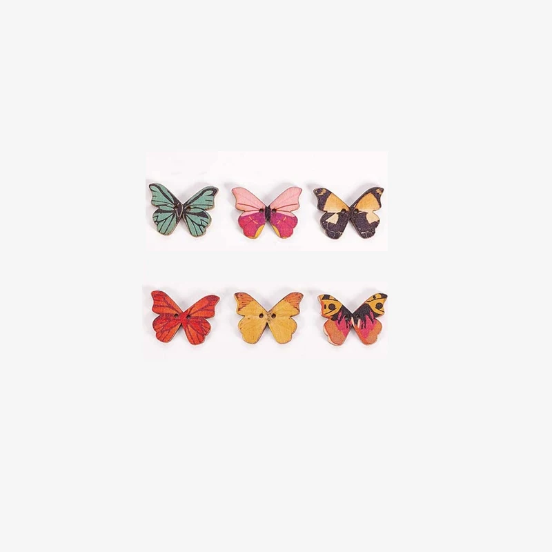 Красочные деревянные пуговицы в виде животных, бабочки, 2 отверстия, ручная работа, скрапбукинг, ремесла, Швейные аксессуары для ткани