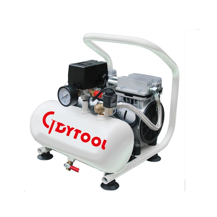 Silent air compressor, Portable Oil Free low noise High Efficiency 550w/50HZ Quiet air Compressor 6L for medical GDY601-6L