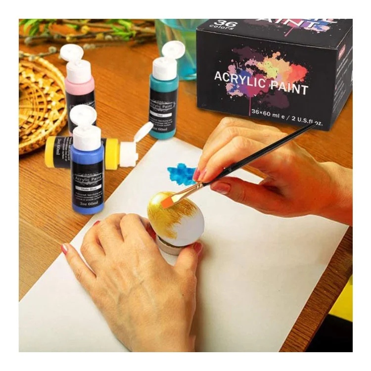 36 Colors (60ml, 2oz) with 3 Brushes & 1 Palette kids art acrylic paints set
