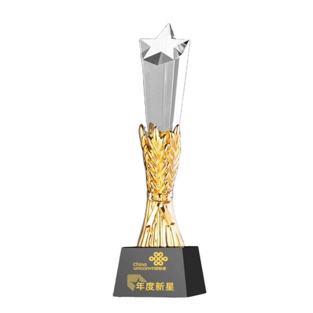 New style star crystal trophy color silver bronze color award with marble base fast delivery