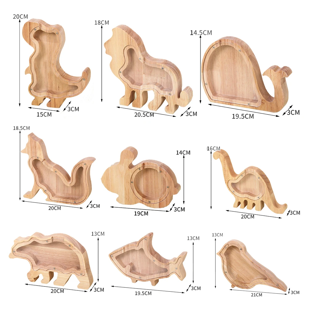 Домашний декор, Персонализированная Коробка для монет в форме животного для детей, прозрачная крышка, деревянная копилка, копилка, копилки