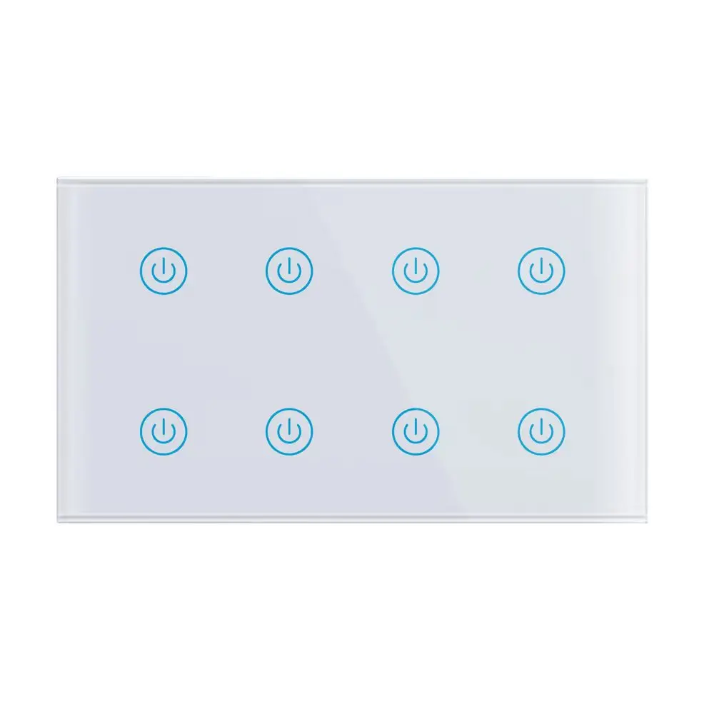 tuya wifi wireless smart 8 gang glass panel touch wall light switch work with alexa and google home