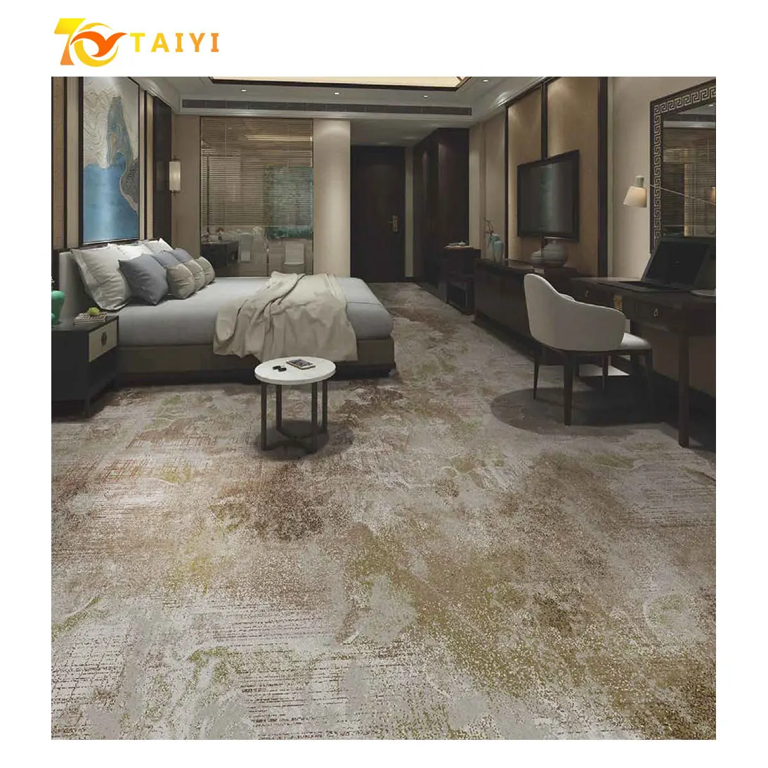 Wholesale high quality large area covered with printed flame retardant carpet commercial hotel black nylon printed carpet cinema