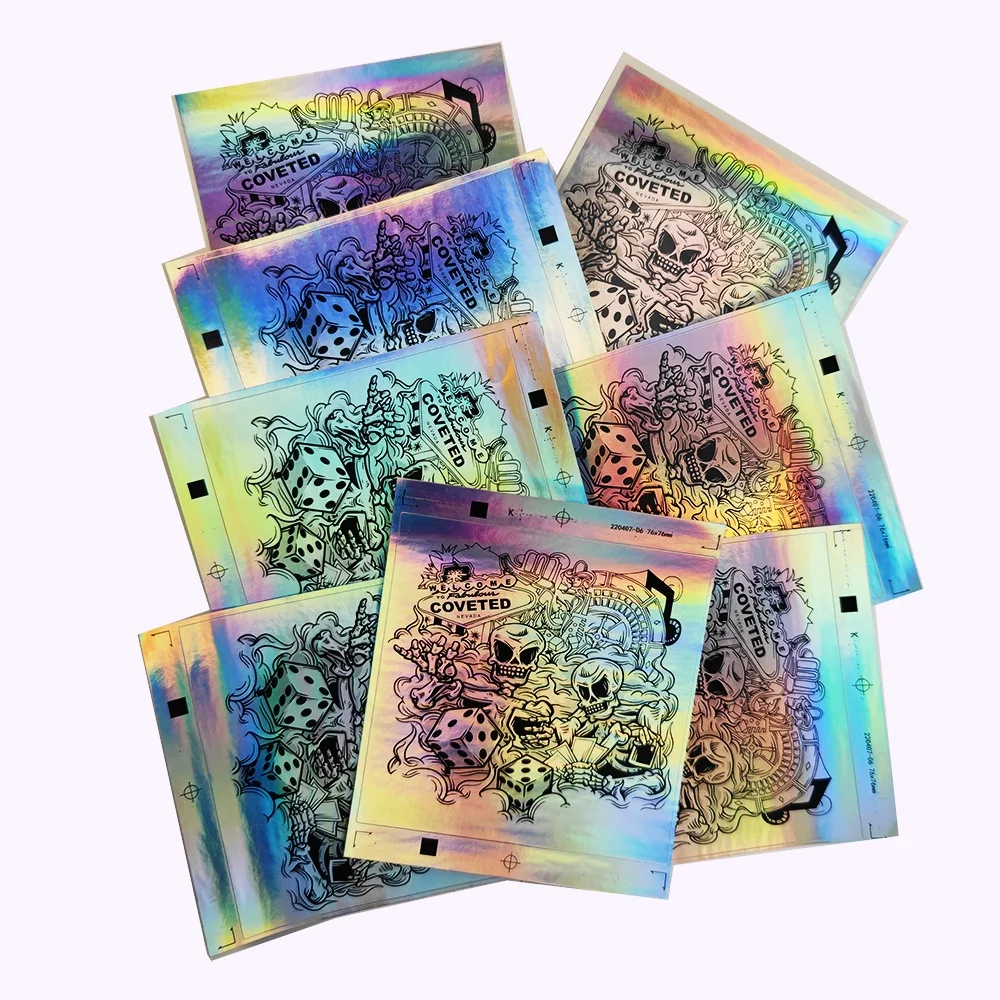 Hologram eggshell stickers custom ultra destructive material eggshell sticker graffiti Waterproof Rainbow sticker