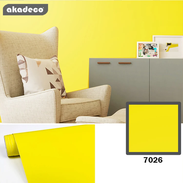 2020 new arrival  deep yellow furniture decoration film  solid color colorful self adhesive decorative film