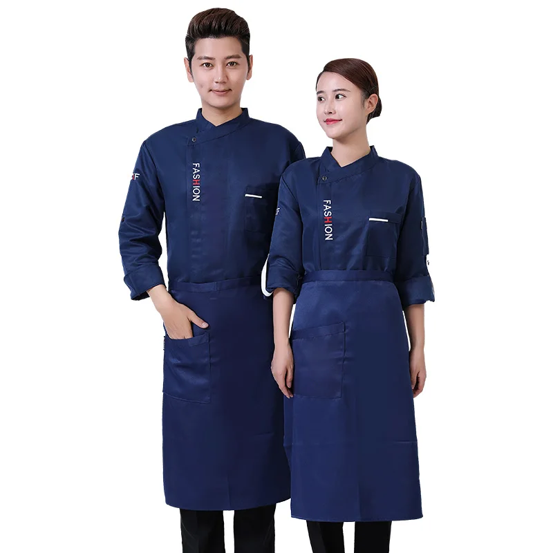 Pure Cotton Chef Uniform Kitchen Bartender Uniforms Cook Chefs Clothing Coat