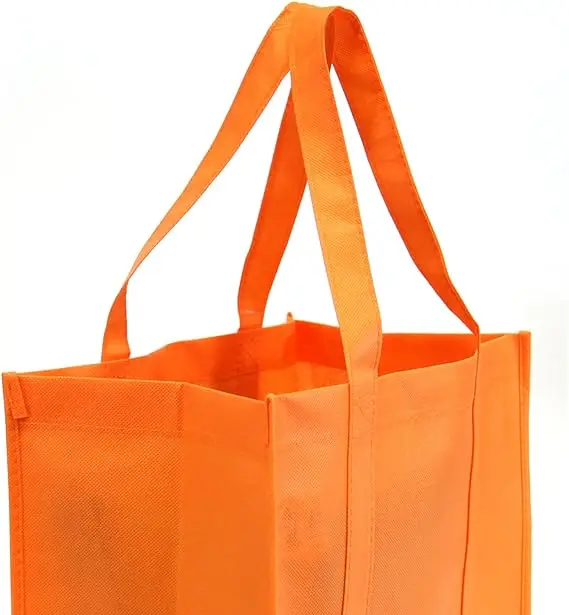 Eco Promotional Grocery Gift Shopping Recycled Sewing Self-Supporting Tote Large Orange Non Woven Bag