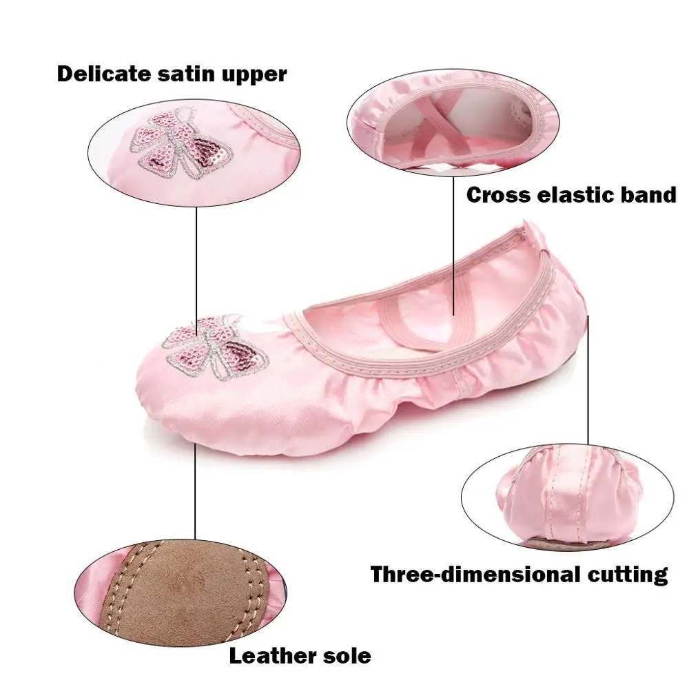 
Wholesale Kids Women Flats Dance Slippers Shoes Satin Canvas Girls Shoes for Ballet 1 Pairs Satin Upper Standard Cotton Fabric 
