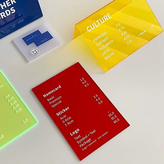 Acrylic Personalized Price List QR Code Table Card Service Desk Card Signboard Standing Card