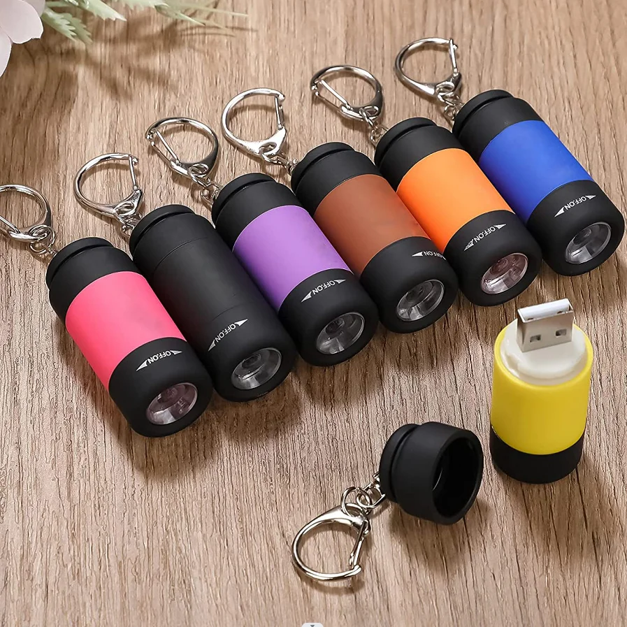 Custom multi-color keychain Light mini rechargeable portable pocket Led keychain light