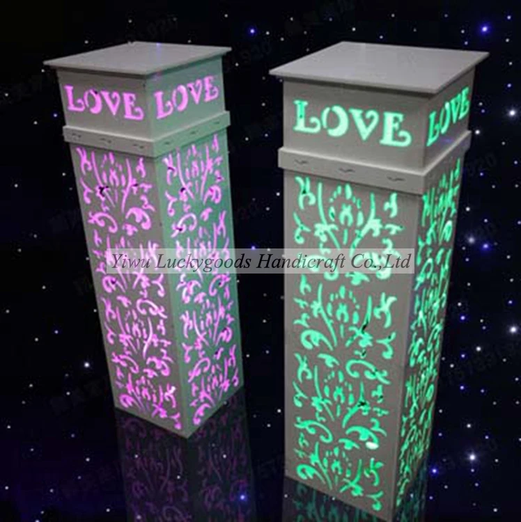 
LK20190816-6 white Wedding walkway pillar square shape flower pattern carved stand for events decoration 