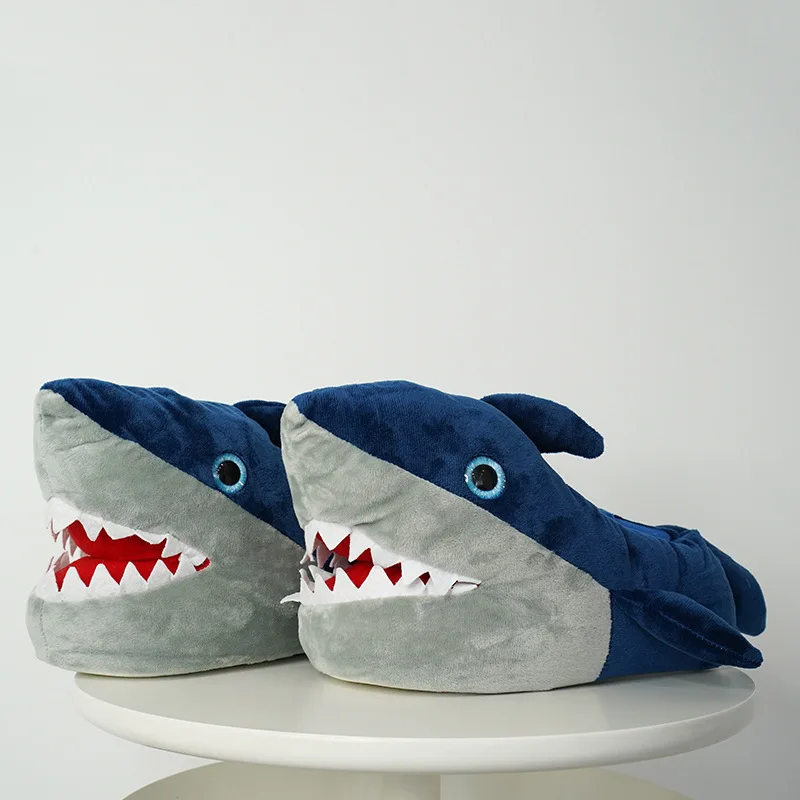 Popular shark cute shark plush cotton indoor slippers all-inclusive soft warm home slippers spot wholesale doll dolls