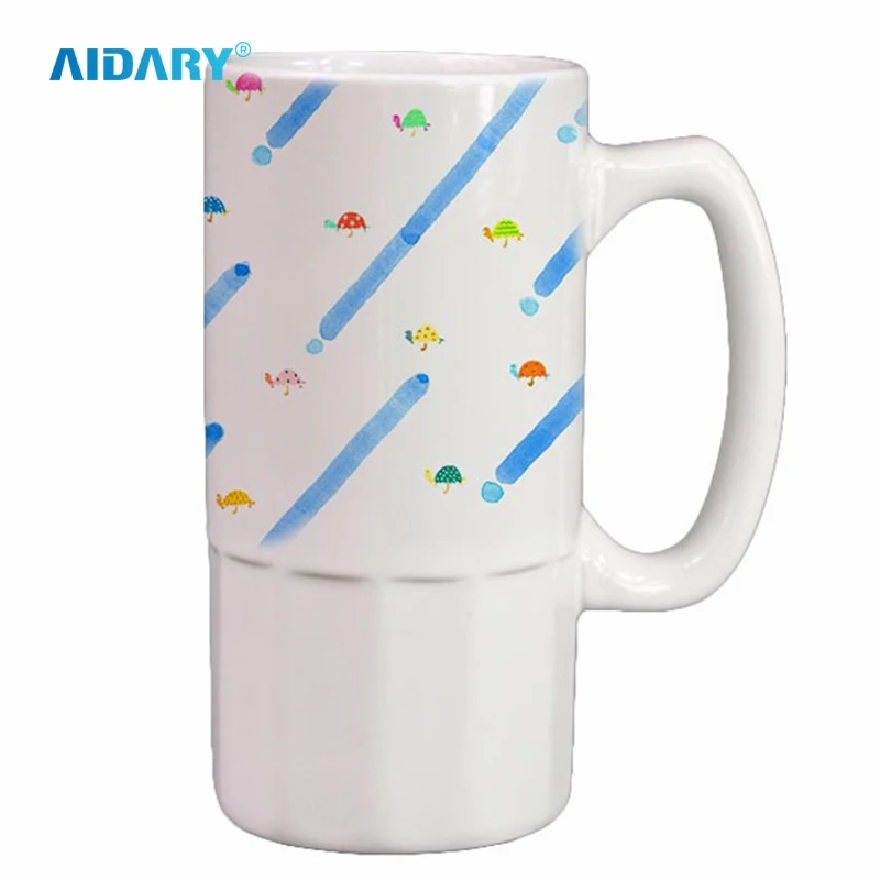 AIDARY Ceramic Large Capacity 20oz White Ceramic Beer Mug Heat Transfer Printing Blank Cup Sublimation Ready Mug