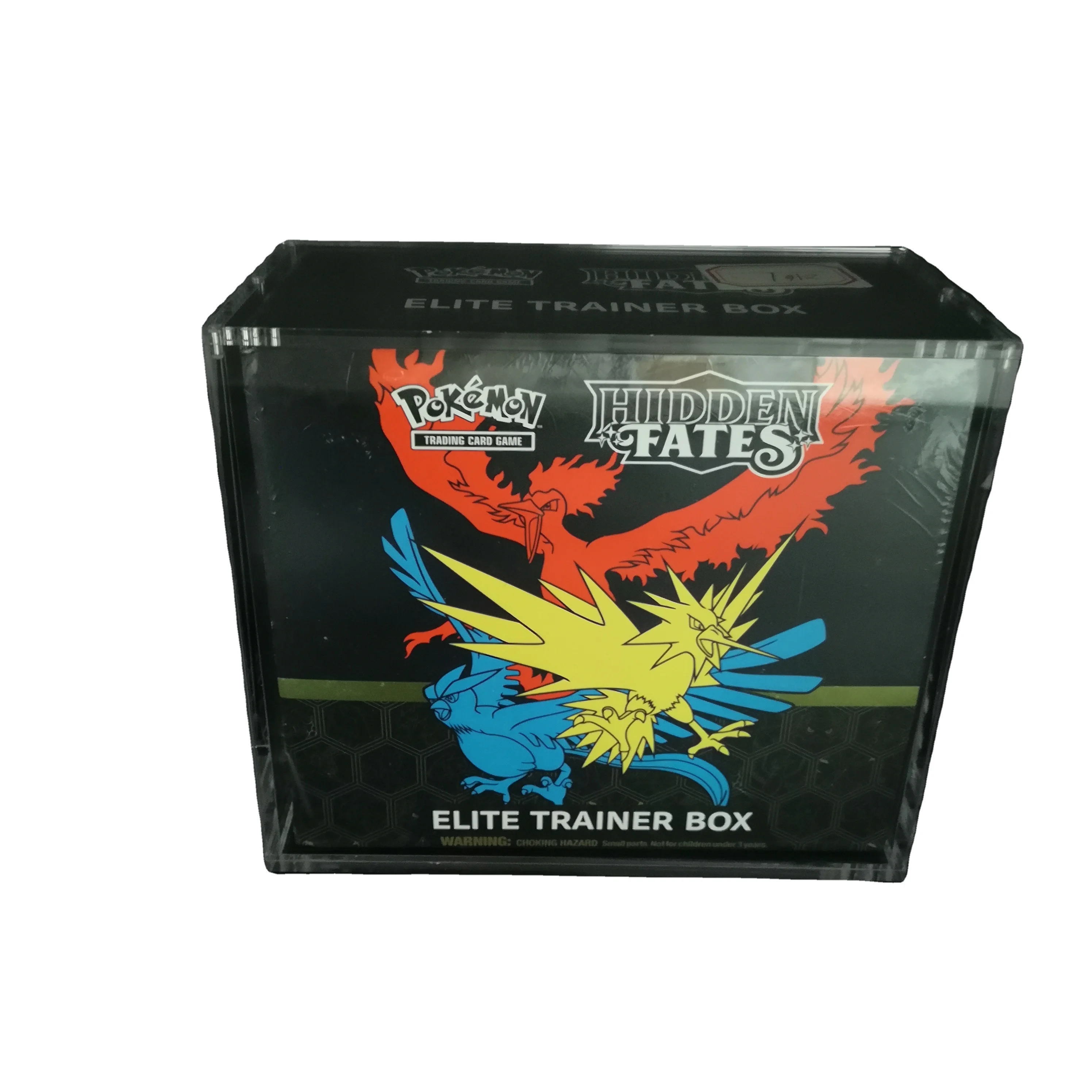 JIHONG Custom poke mon ETB acrylic display box case with magnetic lids acrylic playing card case