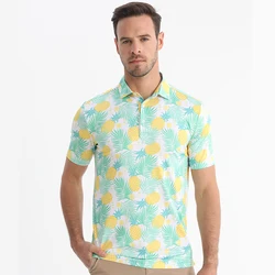 Golthan Wholesalew Print Polo Shirt 92 Polyester 8 Spandex Breathable Men Four-way Stretch Sleeve Custom Golf Shirts