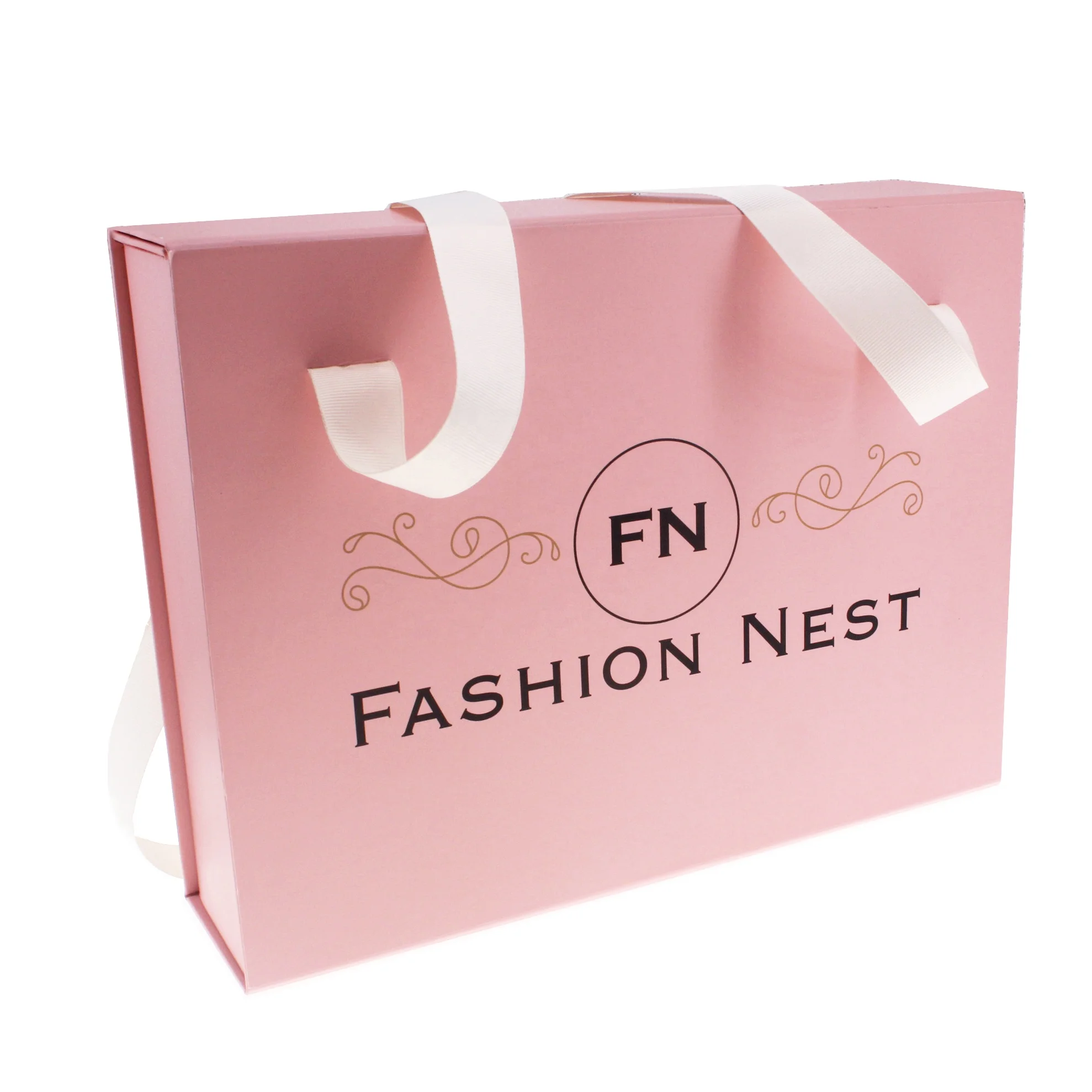 Luxury Customized Logo Recycled Paper Gift Packing Clothes Packaging Shipping Mailer Box With Ribbon Pink Boxes For Hoodies