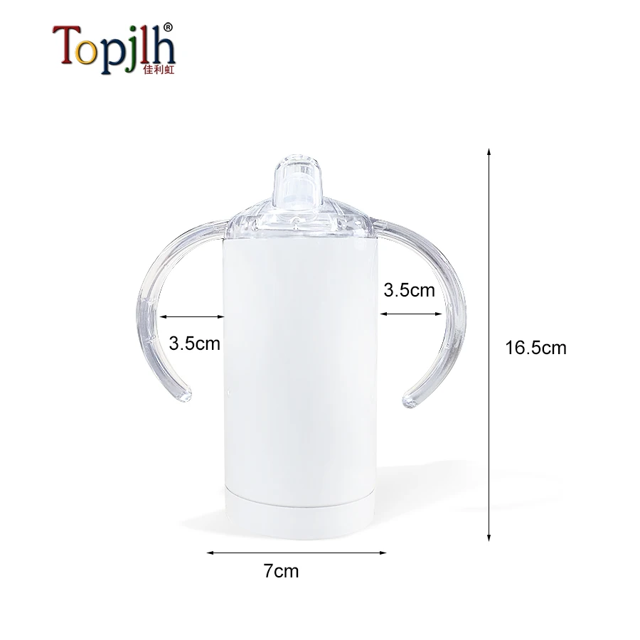 Topjlh Hot selling Warehouse 12oz baby sippy drinking bottle Stainless steel sublimation custom photo sippy tumbler with lid