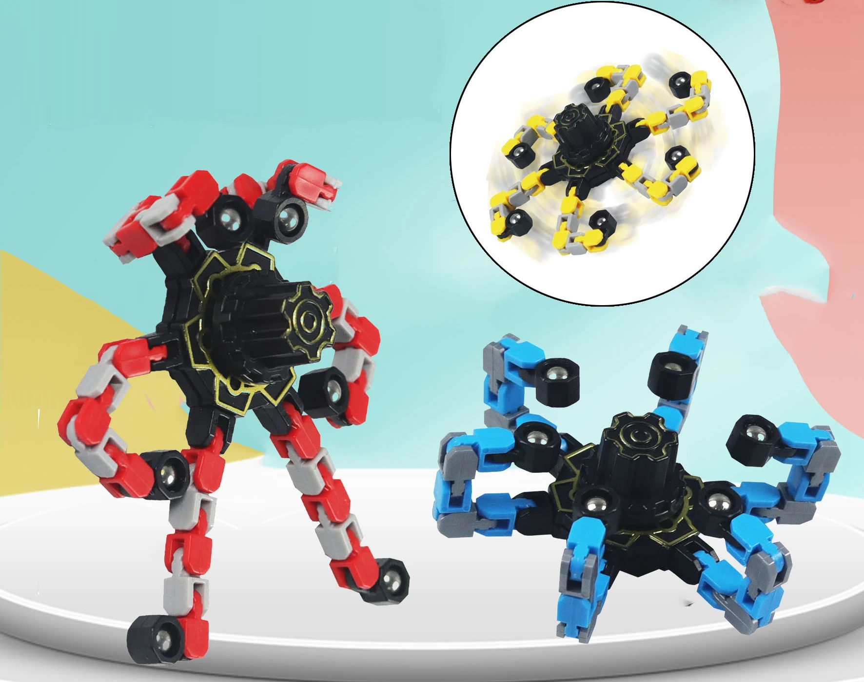 SmallOrders G020233 New product fingertip mechanical gyro decompression chain deformation mecha Variety rotating DIY  Novelties