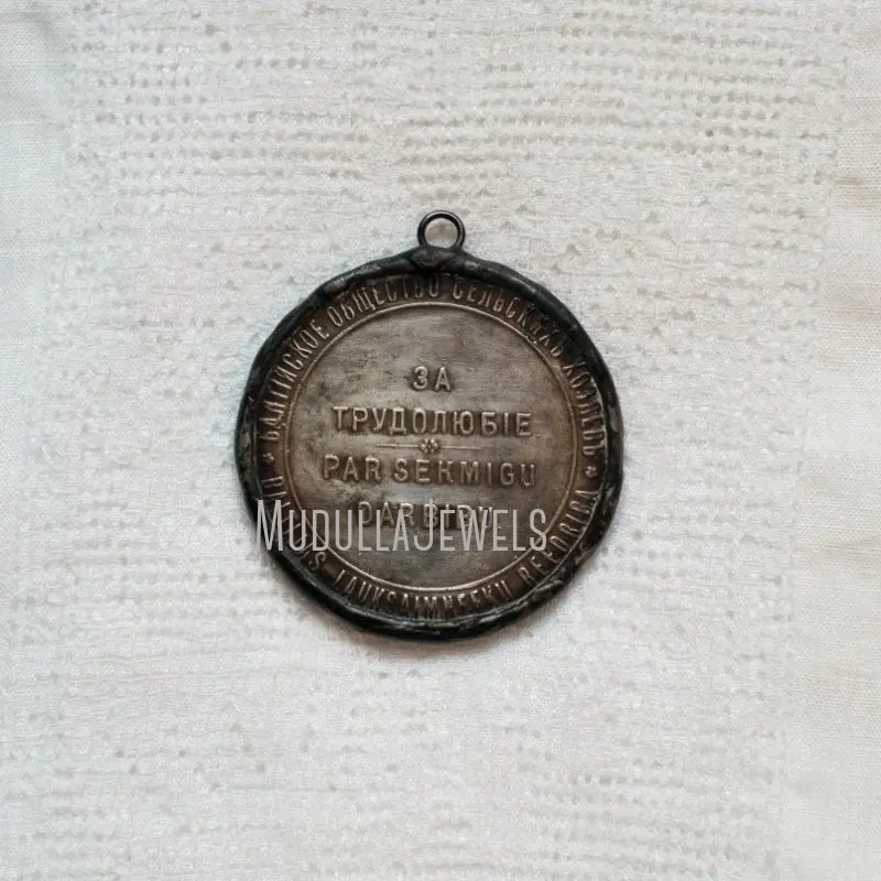 PM37530 Soldered Jewelry Vintage Russian Medallion Medal Given For Hard Work Coin 2 Sided Pendant Gift Ideas