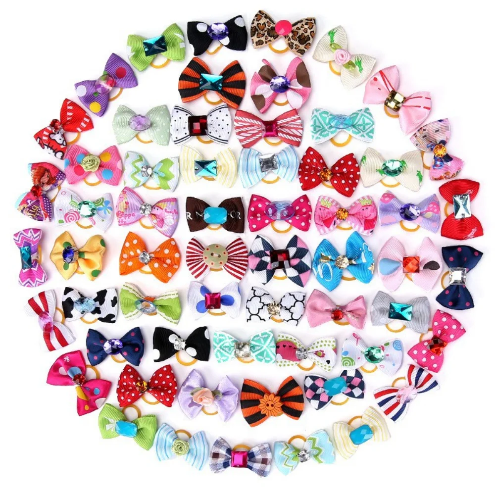 Floral Dog Hair Bow Pet Grooming Bow Factory Wholesale Christmas Opp Bag Fashion Hair Accessories Sustainable Winter Accessories