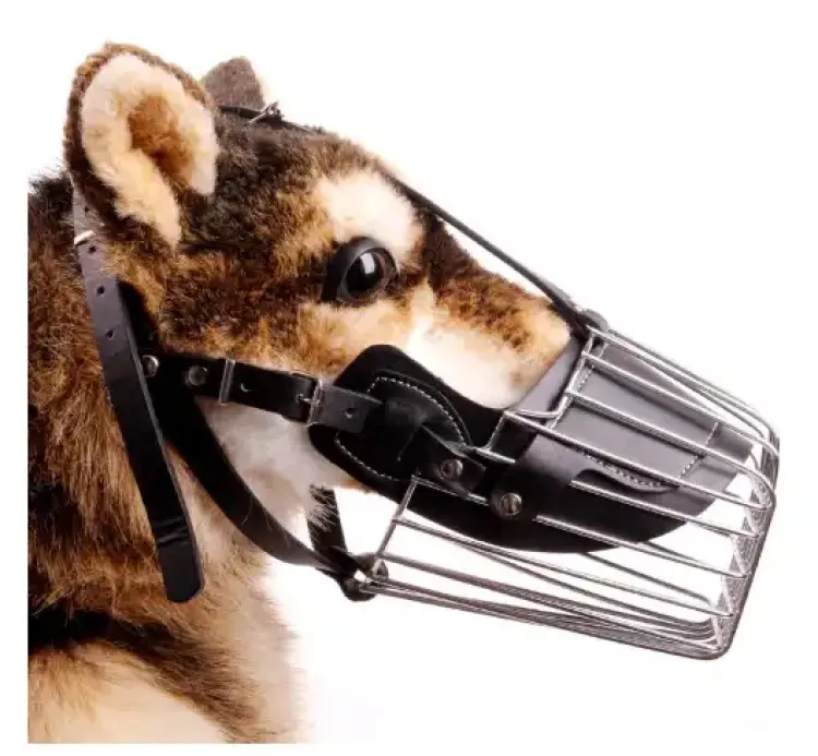 Mask Wire Basket Pit Bull Adjustable Leather Straps Dog Muzzle Metal Personalized RIBBONS Solid for pets