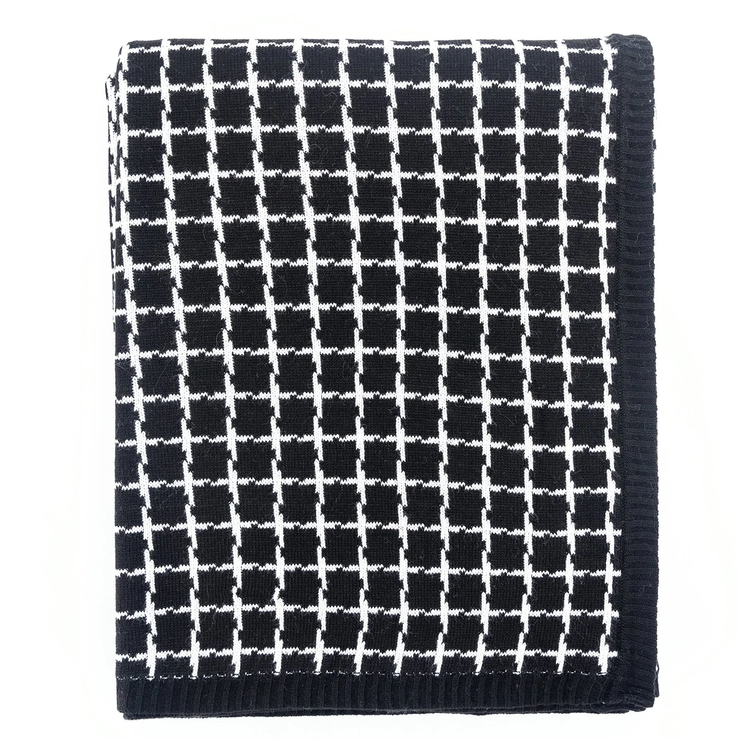 Custom Camping Sofa Couch Living Room Bedspread Grids Plaid Nap Reversible Geometric Checks Knitted Hemming Throw Cover Blanket