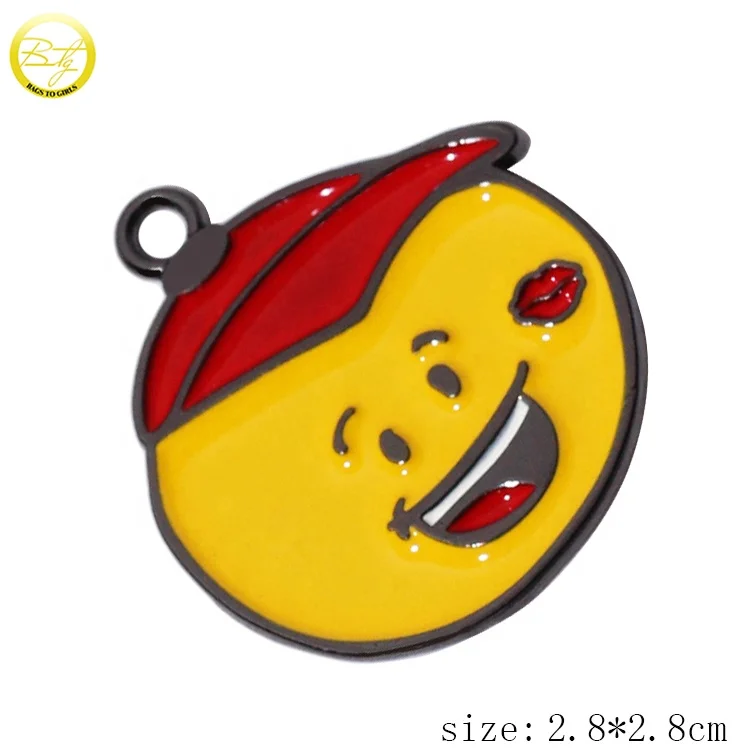 Round shape pendant engraved logo keychain charms custom enamel hang tags for promotion gift