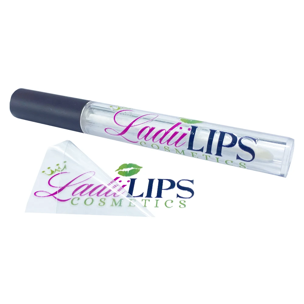 Custom Transparent UV Brand Name Logo Transfer Sticker Names Wholesale Lip Gloss Tubes Private Label Printing Packaging