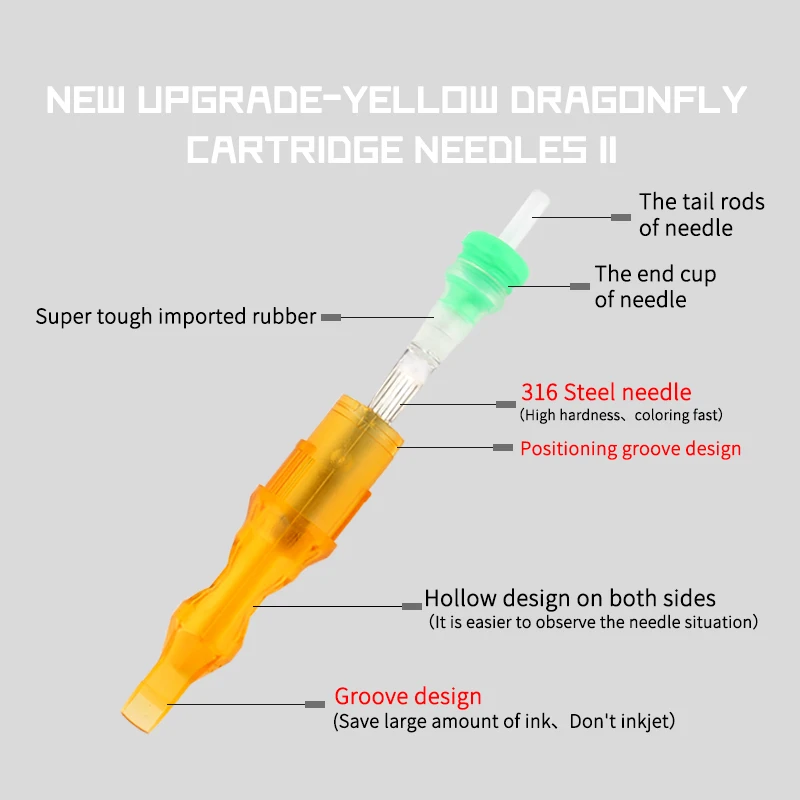Tattoo Equipment Yellow Dragonfly Tattoo Premium Cartridge Needle OEM Accepted Film Tattoo Cartridge Needle PMU Needle