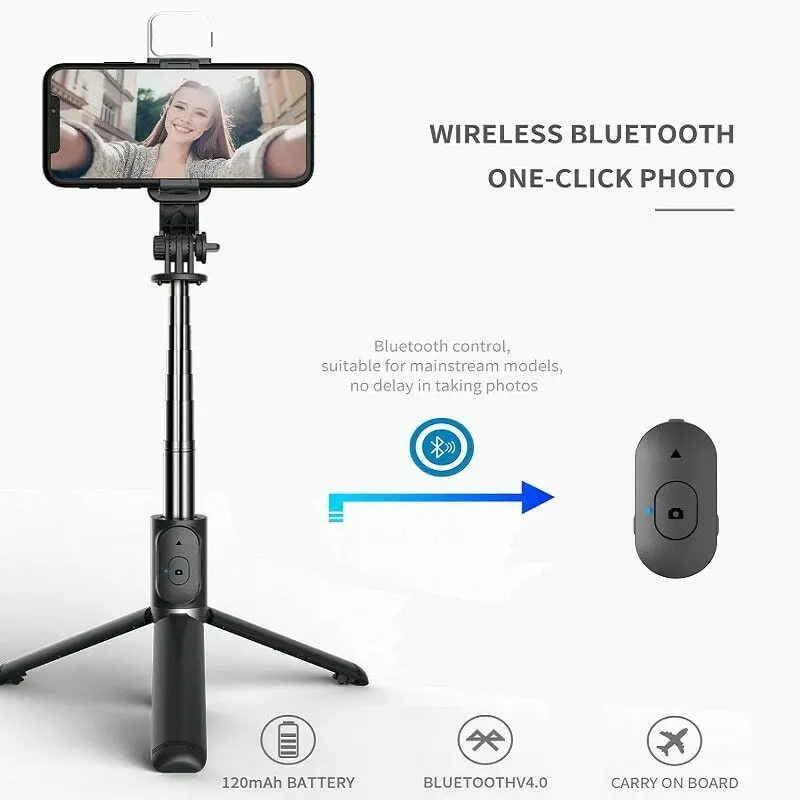 Q02s Bluetooths палка для селфи штатив-Трипод с Светодиодное заполняющее освещение съемки в прямом эфире Multifuncional мини легкий настольная