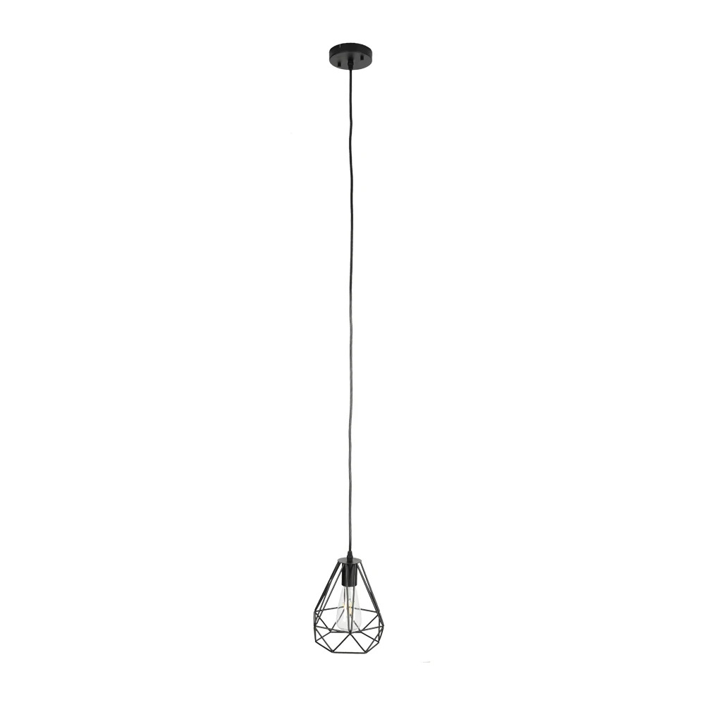 Small Modern Minimalist Restaurant Pendant Lighting Pendant Light Fixture with Metal Cage Shade 1-light 60W Black US & Canada 80