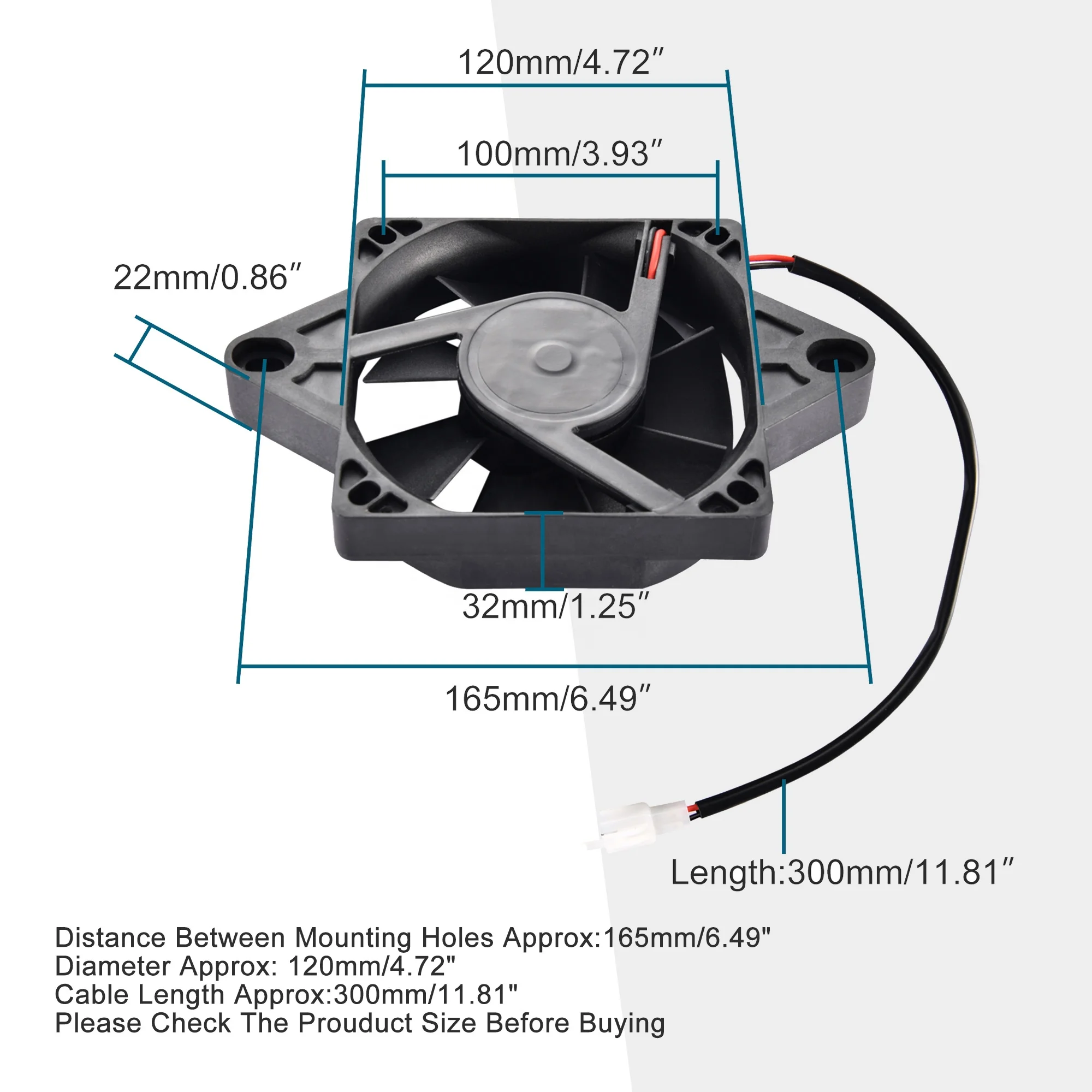 GOOFIT 12V DC Square Radiator Cooling Fan Replacement for Motorcycle 200cc 250cc Water-cooled ATV Dirt Bike Go Kart