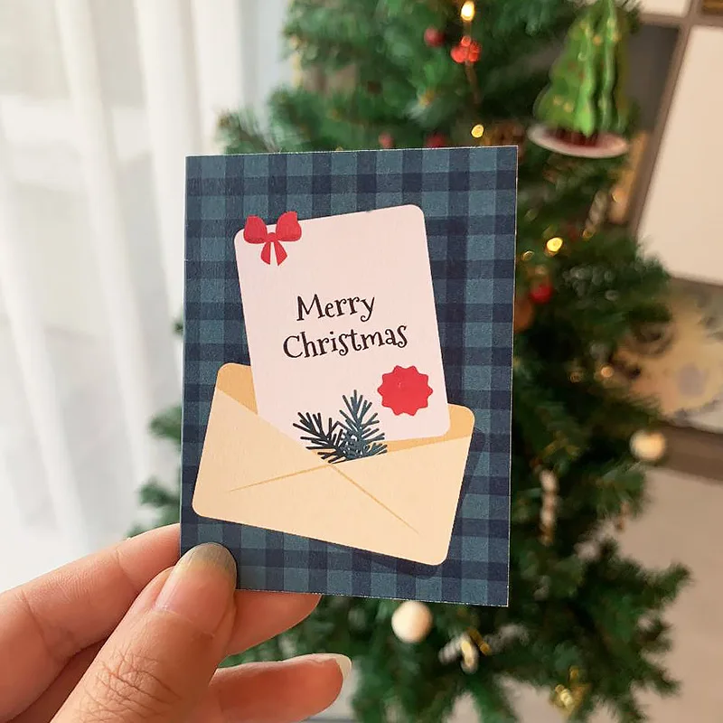 Wholesale New Design mini folding card for Christmas Greeting Gift Cards Christmas paper Gift Card for gift message leaving