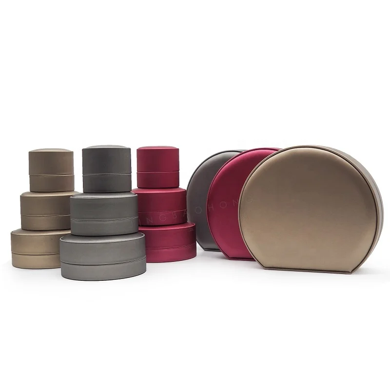 High quality pendant statement jewelry bracelet set box ring packaging jewelry half round gift box