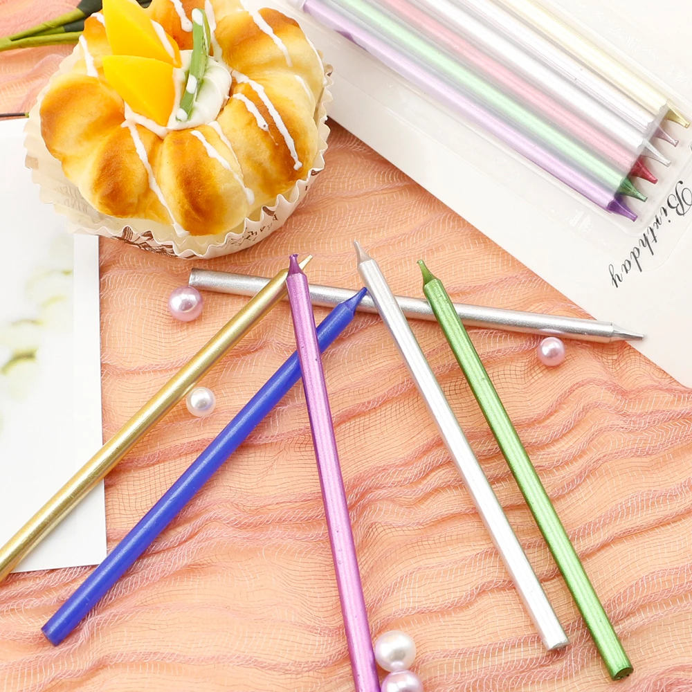 2024 normal gold cake candles Home Decoration Metallic Birthday Display Stand  Candles Wholesale