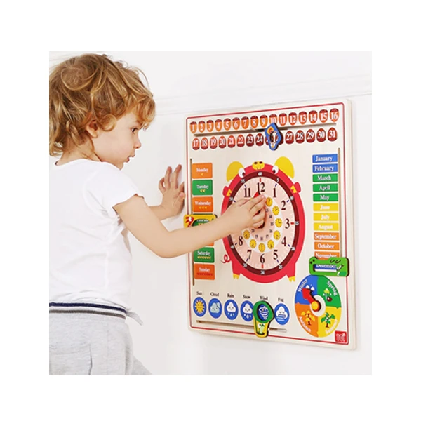 
Toi Children Early Educational Baby Colorful Cartoon Kids Interesting Learning Wooden Clock Puzzle Game Toys 