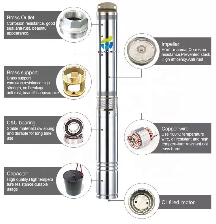 factory direct sales single phase submersible pump submersible borehole pumps submisable water pump 3hp