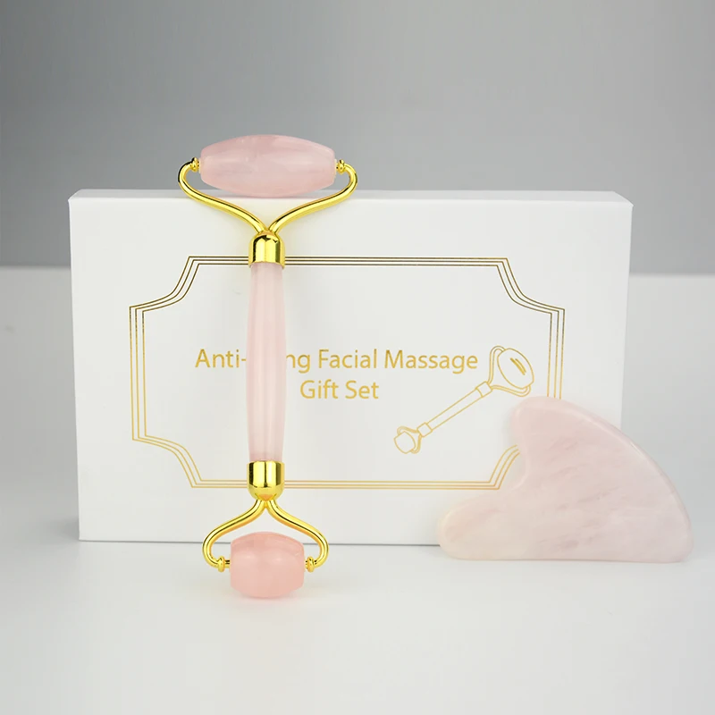 Hot natural rose quartz  beauty facial massage rose for facial roller