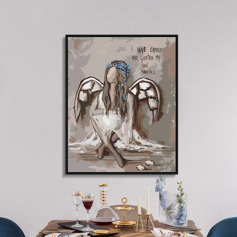 Home Decoration Beautiful Girl Wings Angel Paint By Numbers Hand-Painted Kids Abstract Art Canvas Painting Kid Paint