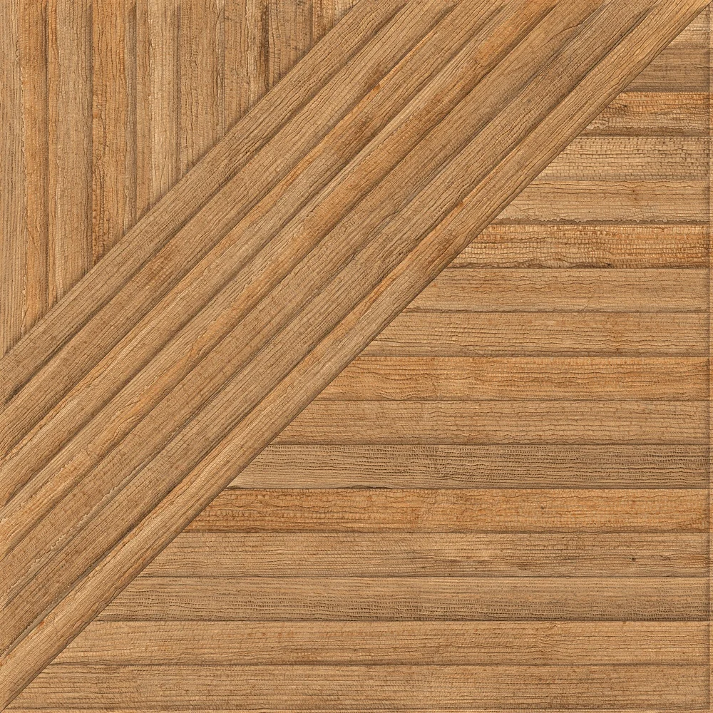 Digital Print 400x400MM Gray Timber Ash Wooden Look Porcelain Parking Tile Wood Plank Design for Outdoor Floor Use