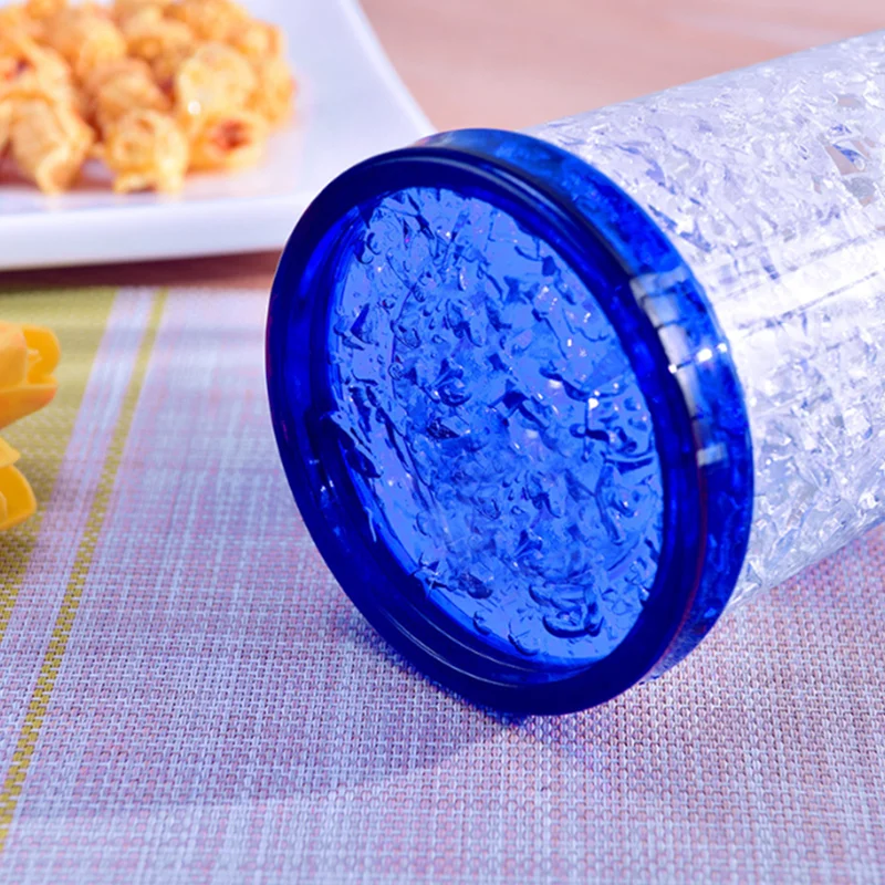 Double Wall Gel Frosty Freezer Ice Cooling Mugs 16oz Plastic Beer Cup with Handle