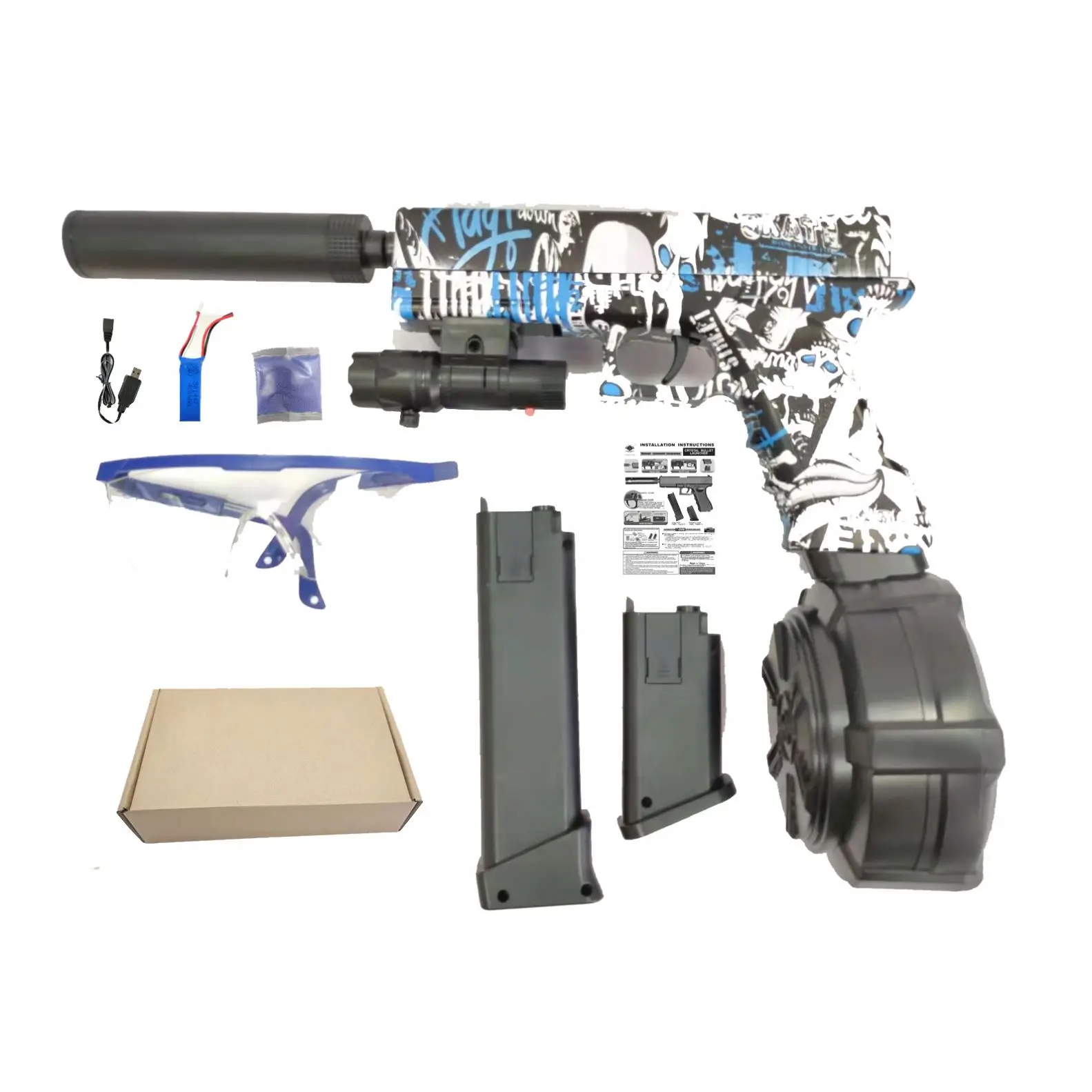 Factory Direct Sale Gel Splat Splatter Blaster Shooting Paintballs Water Ball Gun Akm With Red Dot