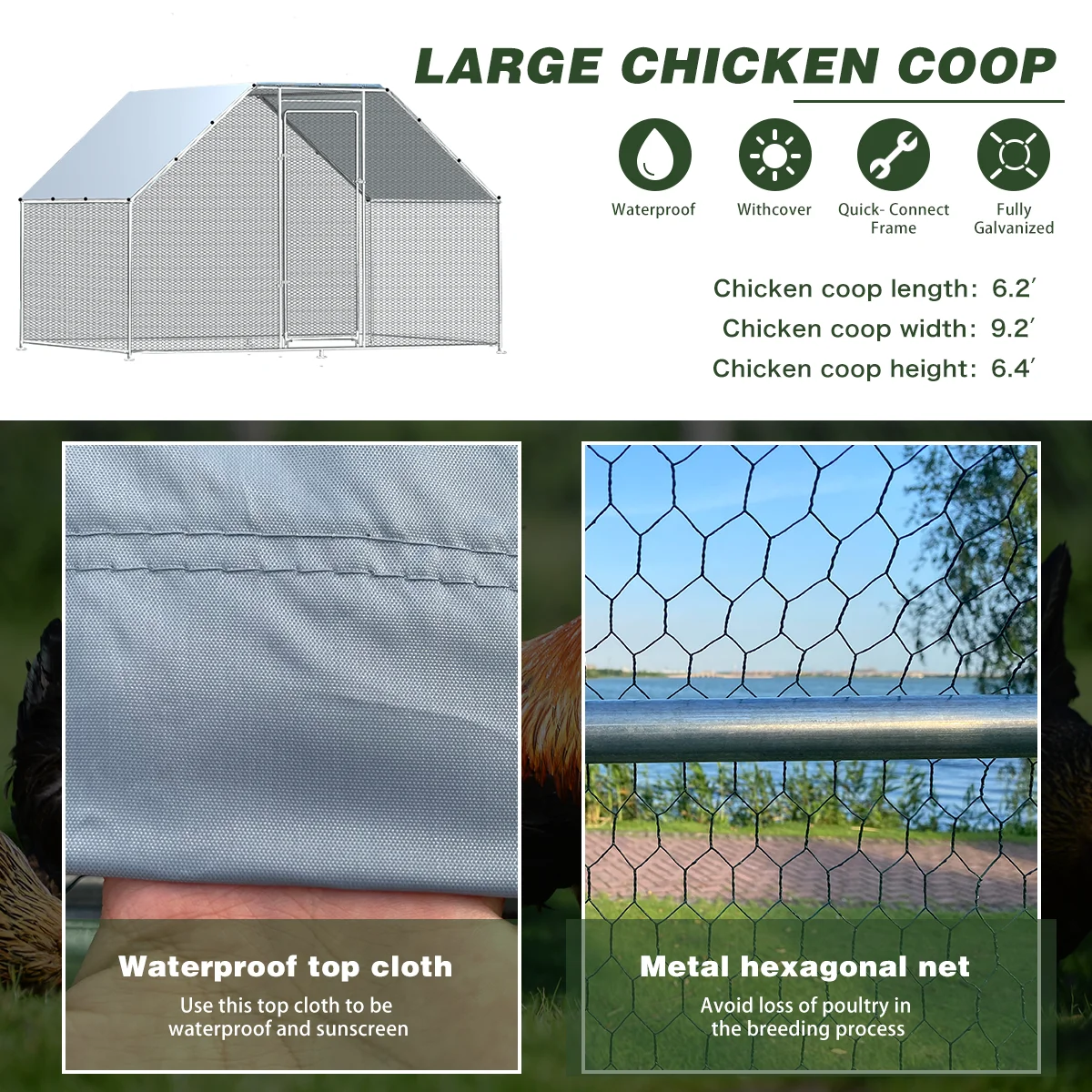 In Stock Chicken Coop Cages Farm  Family Galvanized Metal Cheap chicken coops with cover