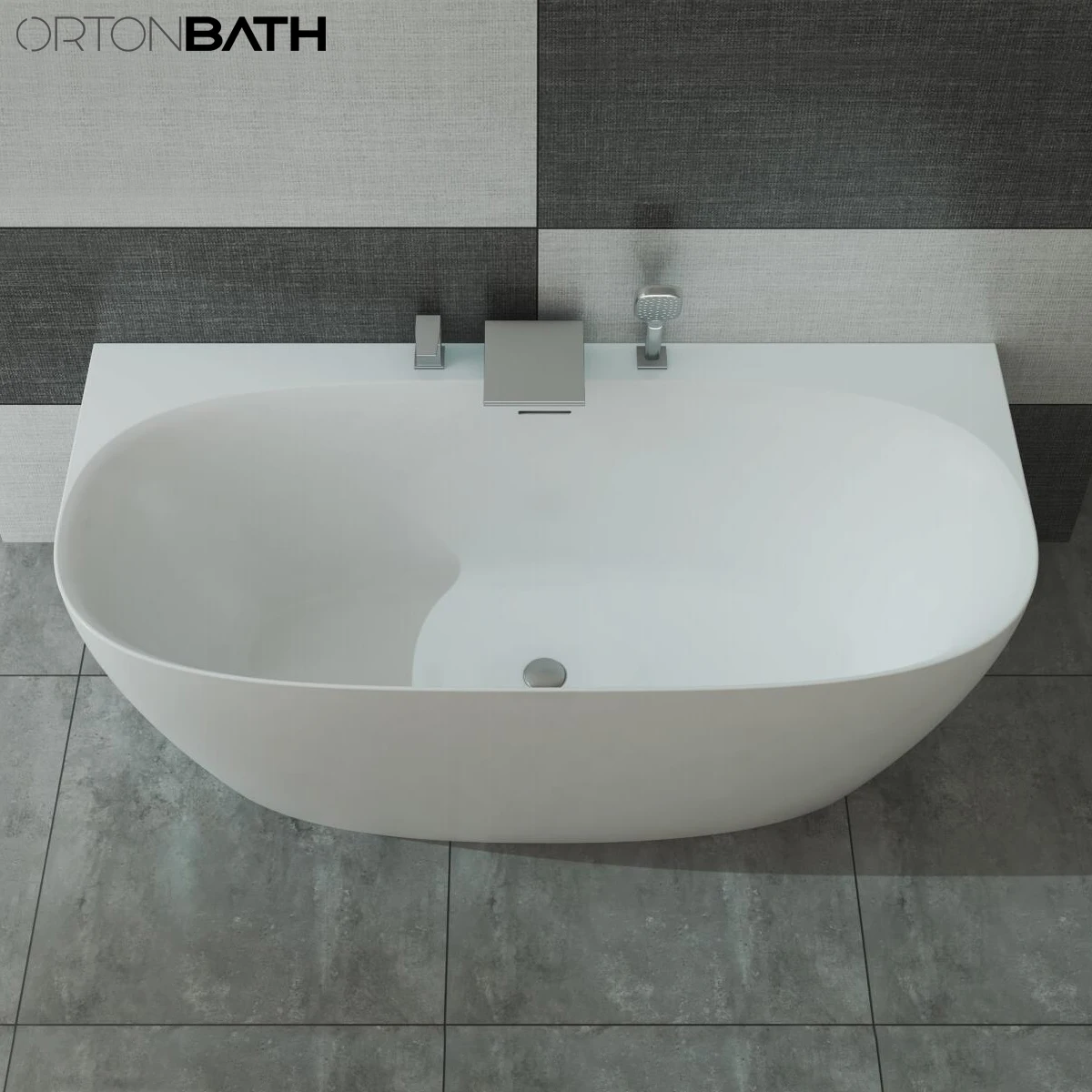 Ortonbath прямоугольной формы край акриловая отдельно стоящая Горячая плавать спа-ванна автономная ванна пластиковая Ванна
