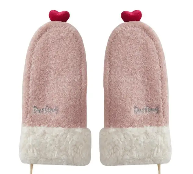 Варежки для девочек милые зимние теплые плюс бархатные плотные уличные студенческие перчатки велоспорта водонепроницаемые