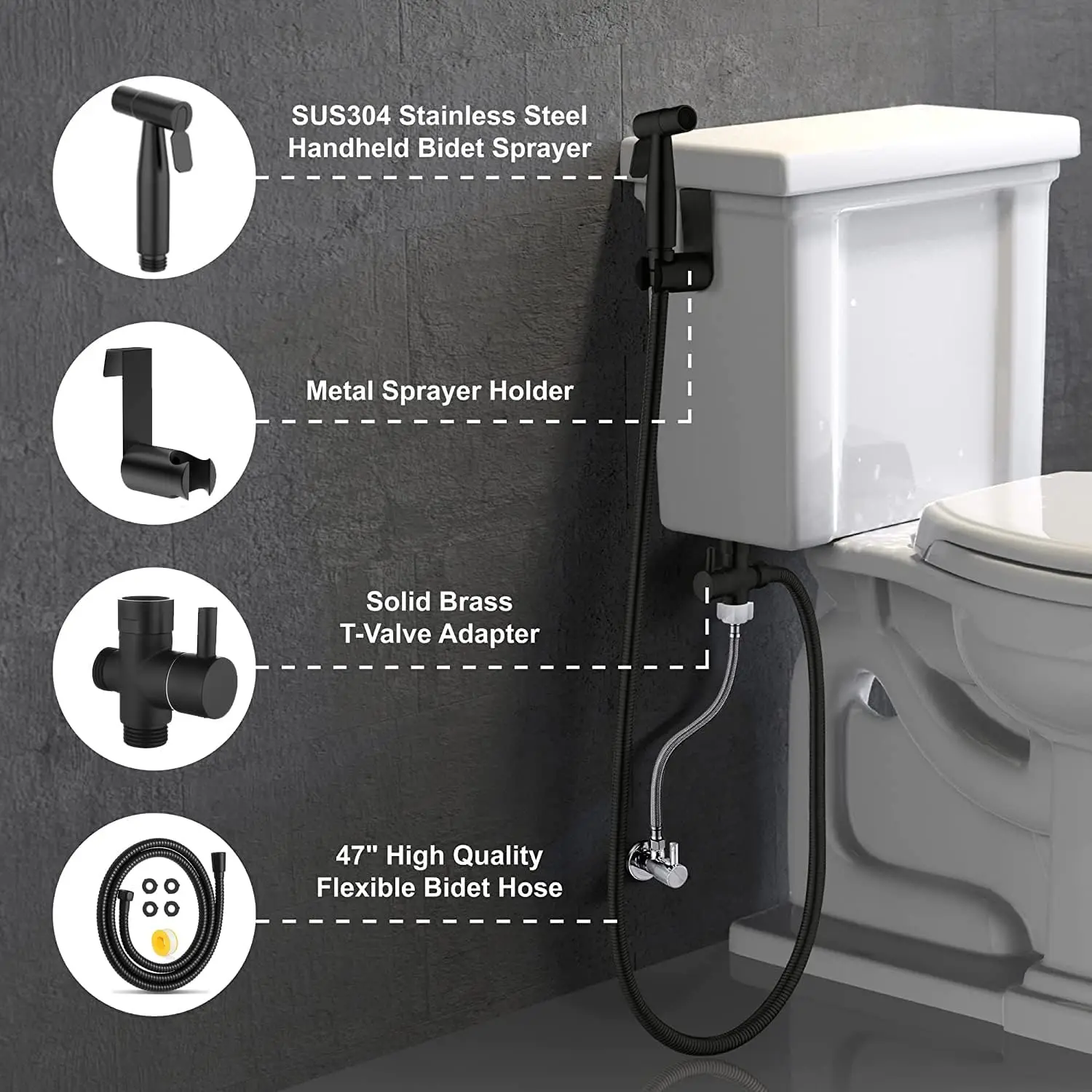 Professional Manufacture Stainless Steel Pressure Portable Handheld Toilet Bidet Sprayer