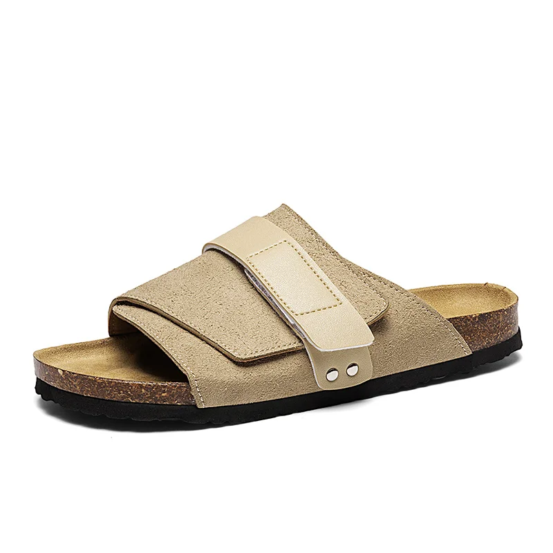 High quality new sole slippers thick bottom cork slipper for men fashion design luxury brand wood sandal low prices logo famous