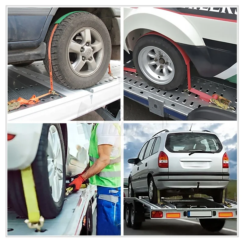 2 inch 12 ft 10000lbs Car Wheel Tie Down Strap For Recovery With Slip/Car Wheel Strap for Trailer